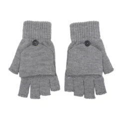Fingerless Gloves With Flap (Q609511) -Qualityimprint Shop Q609511 grey gloves with logo 5