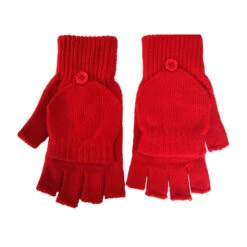 Fingerless Gloves With Flap (Q609511) -Qualityimprint Shop Q609511 red gloves with logo 8