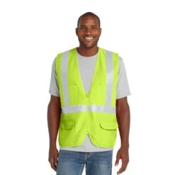 CornerStone® - ANSI 107 Class 2 Mesh Back Safety Vest (Q64265) -Qualityimprint Shop Q64265 SafetyYellow Safety Vests with logo 1