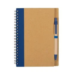 Eco-Inspired Spiral Notebook & Pen (80 Pages) (Q649311) -Qualityimprint Shop Q649311 natural blue notebooks with logo 5