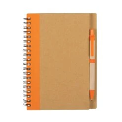 Eco-Inspired Spiral Notebook & Pen (80 Pages) (Q649311) -Qualityimprint Shop Q649311 natural orange notebooks with logo 3