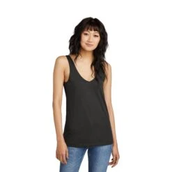 District® Women’s Perfect Blend® CVC V-Neck Tank (Q687922) -Qualityimprint Shop Q687922 black tank tops with logo 7