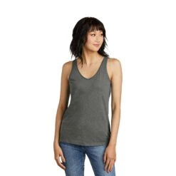 District® Women’s Perfect Blend® CVC V-Neck Tank (Q687922) -Qualityimprint Shop Q687922 heatheredcharcoal tank tops with logo 6