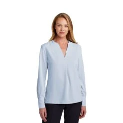 Brooks Brothers® Women's Open-Neck Satin Blouse (Q709722) -Qualityimprint Shop Q709722 heritage blue dress shirts with logo 4