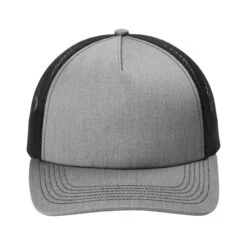 Port Authority® Low-Profile Snapback 5-Panel Trucker Cap (Q710922) -Qualityimprint Shop Q710922 heather grey black caps with logo 4
