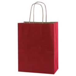 Solid Tinted Kraft Shopping Bags (8" X 4.75" X 10.5" X 4.75") (Q76671) -Qualityimprint Shop Q76671 sangriared shopping bags with logo 4