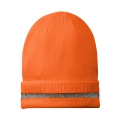 CornerStone® Enhanced Visibility Beanie With Reflective Stripe (Q773332) -Qualityimprint Shop Q773332 safetyorange beanies with logo 2