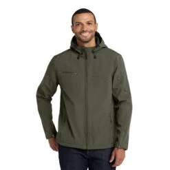 Port Authority® Textured Hooded Soft Shell Jacket (Q793776) -Qualityimprint Shop Q793776 MineralGreen Jackets with logo 1