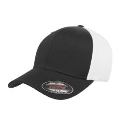 Flexfit® Adult Ultrafibre And Airmesh Cap (Q809622) -Qualityimprint Shop Q809622 Black White Caps with logo 2