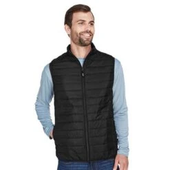 Core 365® Men's Prevail Packable Puffer Vest (Q819622) -Qualityimprint Shop Q819622 black vests with logo 5