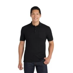Port Authority® Core Classic Pique Pocket Polo (Q821332) -Qualityimprint Shop Q821332 deepblack pique polo shirts with logo 5