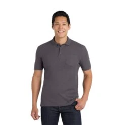 Port Authority® Core Classic Pique Pocket Polo (Q821332) -Qualityimprint Shop Q821332 graphite pique polo shirts with logo 4