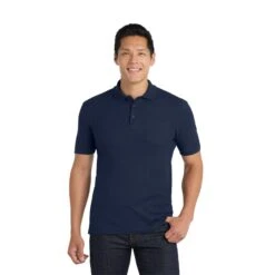 Port Authority® Core Classic Pique Pocket Polo (Q821332) -Qualityimprint Shop Q821332 riverbluenavy pique polo shirts with logo 3
