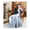 Aspen Sweater Knit Sherpa Throw Blanket (Q831011) -Qualityimprint Shop Q831011 gray throw blankets with logo 2