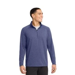Sport-Tek® Sport-Wick® Stretch 1/4-Zip Pullover (Q857922) 16 Sport-Tek® Sport-Wick® Stretch 1/4-Zip Pullover (Q857922) -Qualityimprint Shop Q857922 true navy heather pullovers with logo 5