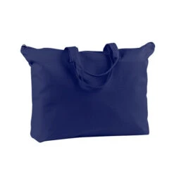 BAGedge 12 Oz. Canvas Zippered Book Tote (Q85965) -Qualityimprint Shop Q85965 navy tote bags with logo 3