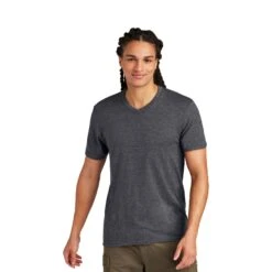 District ® Very Important Tee ® V-Neck (Q887922) -Qualityimprint Shop Q887922 heathered charcoal v neck tshirts with logo 6