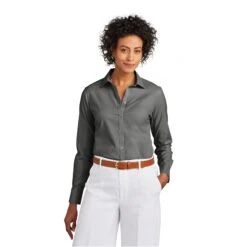 Brooks Brothers® Women's Wrinkle-Free Pinpoint Shirt (Q898722) -Qualityimprint Shop Q898722 DeepBlack Dress Shirts with logo 1