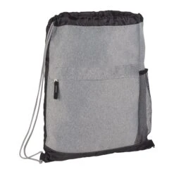Heather Melange Drawstring Bag (Q913322) -Qualityimprint Shop Q913322 graphite angle drawstringbags withlogo 3