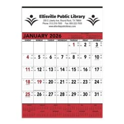 Commercial Planner Wall Calendar - Red & Black (Q9342)