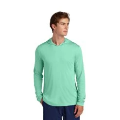 Sport-Tek® Posi-UV® Pro Long Sleeve Hoodie (Q949922) -Qualityimprint Shop Q949922 bright seafoam hoodies with logo 4