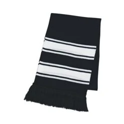 Two-Tone Knit Scarf With Fringe (Q952611) -Qualityimprint Shop Q952611 black scarves with logo 5