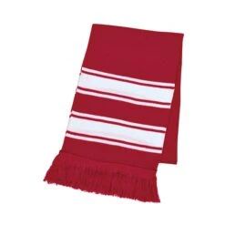 Two-Tone Knit Scarf With Fringe (Q952611) -Qualityimprint Shop Q952611 red scarves with logo 3