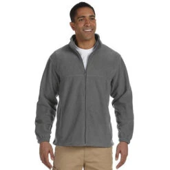 Harriton Men's 8 Oz. Full-Zip Fleece (Q985465) -Qualityimprint Shop Q985465 charcoal jackets with logo 3