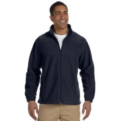 Harriton Men's 8 Oz. Full-Zip Fleece (Q985465) -Qualityimprint Shop Q985465 navy jackets with logo 4