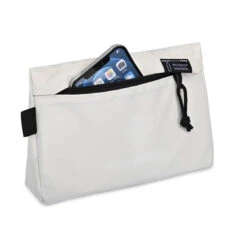 Renew RPET Zippered Pouch - Cream (Q993822) -Qualityimprint Shop Q993822 filled pouches with logo 2